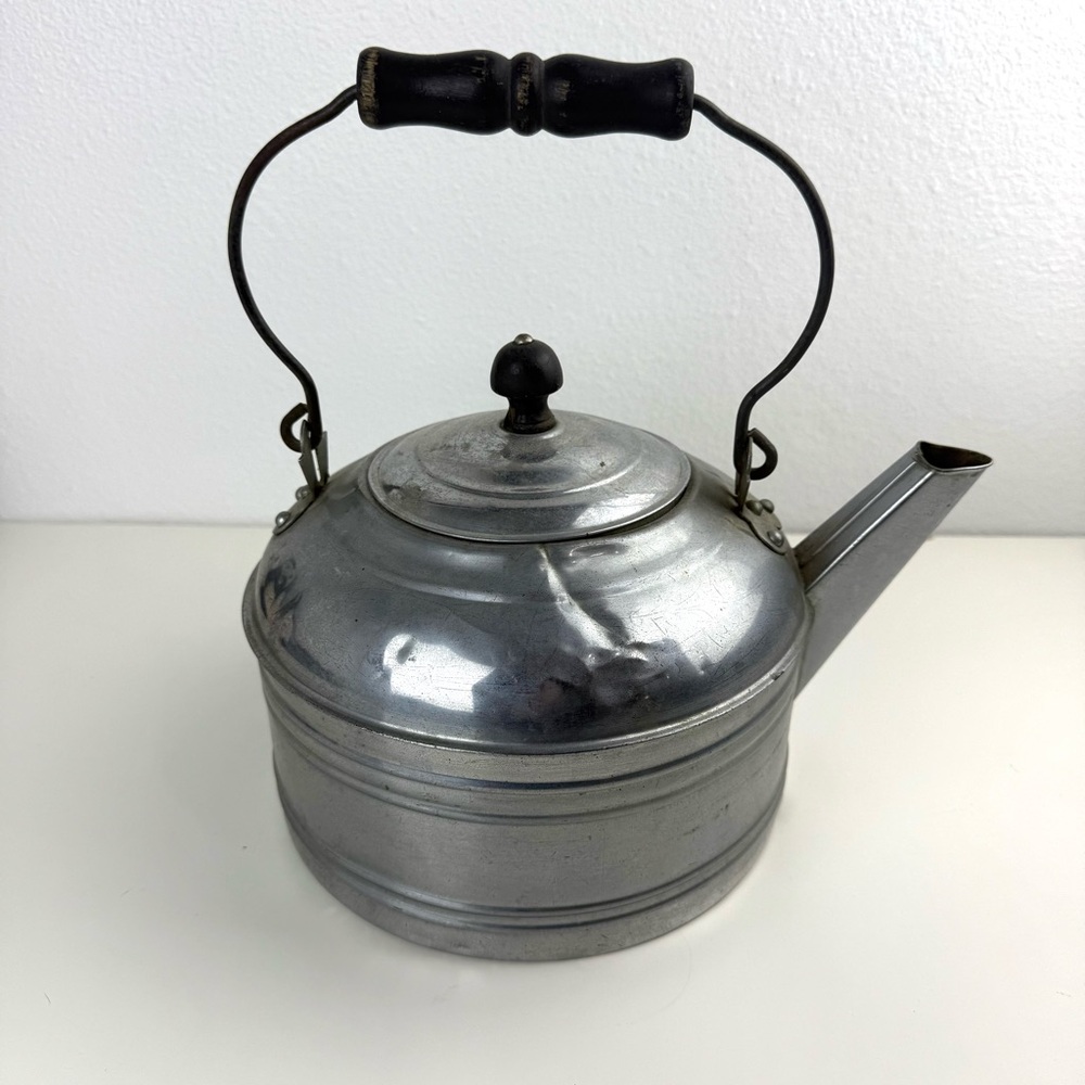 Revere Ware Tea Pot Kettle Chrome Plated Solid Copper Straight Spout